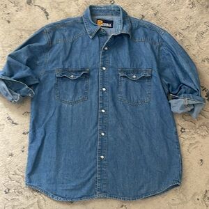 Vintage 90’s distressed oversized denim shirt-unisex